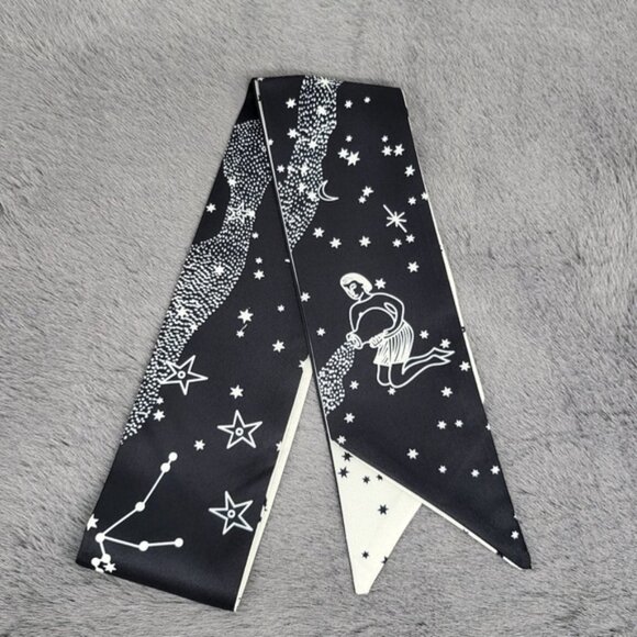 New Aquarius Zodiac Sign Silk Twilly Scarf - Picture 2 of 7